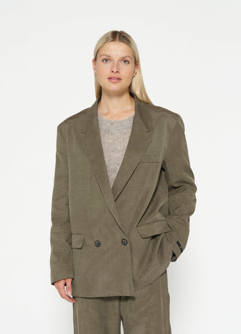statement shoulder blazer | dark moss