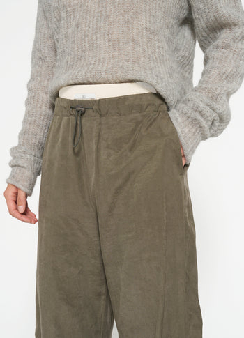parachute pants | dark moss