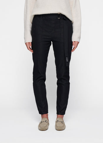 belted pants washed | black