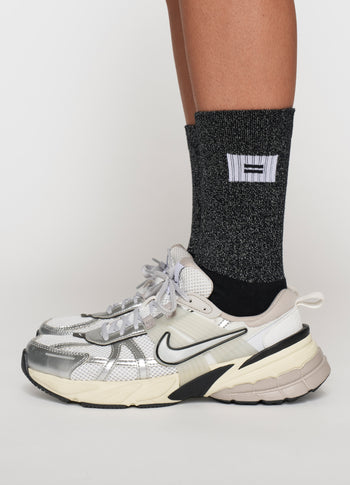 socks lurex label | black