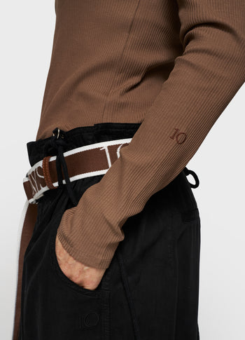 v-neck long sleeve ballet top | truffle