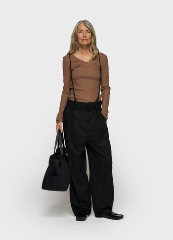 strap salopette twill tencel | black