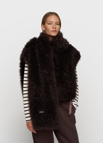 furry scarf | deep wine