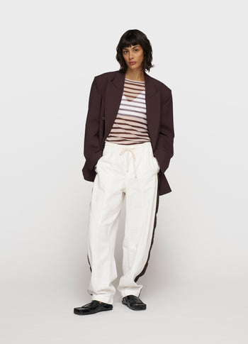 mesh long sleeve stripes | ecru/wine