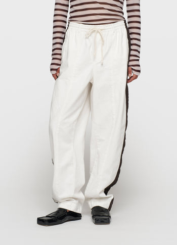 wide tapered pants twill | ecru