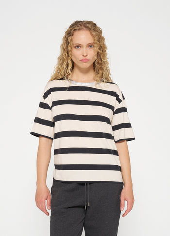 short sleeve tee stripe | light natural/grey raven
