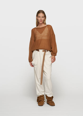 thin knit sweater | suede