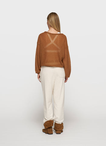 thin knit sweater | suede