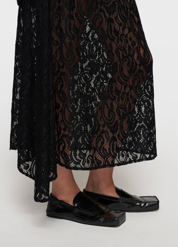 lace midi skirt | black