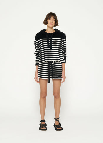 terry hoodie stripes | black/ecru