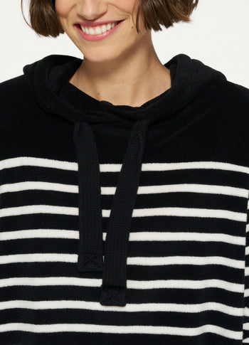 terry hoodie stripes | black/ecru