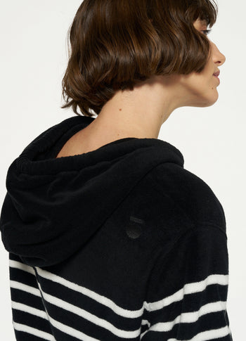 terry hoodie stripes | black/ecru
