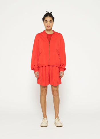 bomber blouse | poppy red