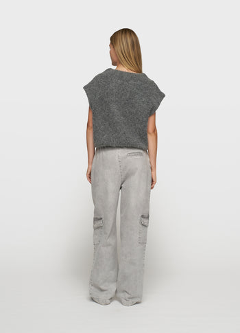 cargo pants flowy denim | grey wash