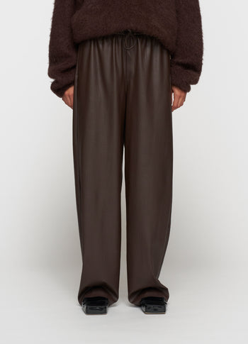 soft PU western pants | deep wine