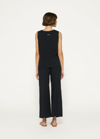 wide leg smock pants | black