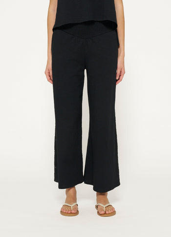 wide leg smock pants | black