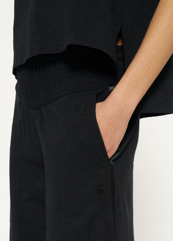 wide leg smock pants | black