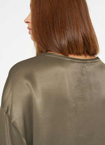 satin tee | dark moss