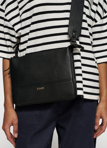 leather double mini pouch | black