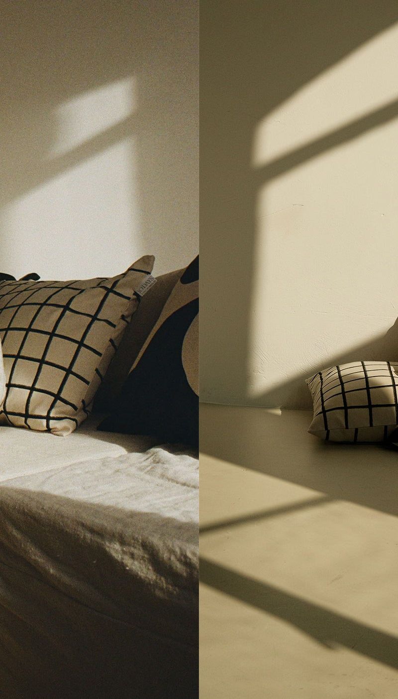 Pillow covers, a plaid and a complete homeware set. From 10DAYS x LOIS SCHINDELER.