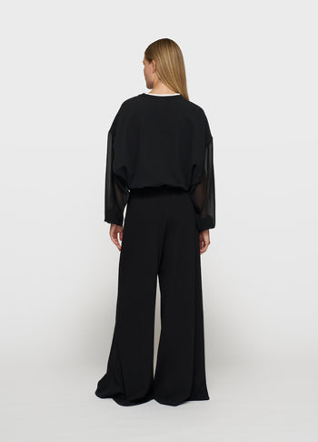 pleated sweater chiffon | black