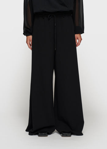 wide leg pants crepe | black