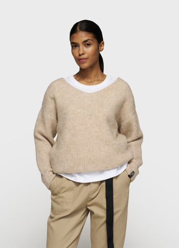 soft v-neck sweater knit | earth