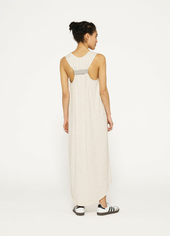 soft cinch back dress | soft white melee