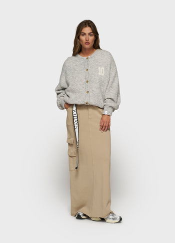 soft baseball knit cardigan | light grey melee