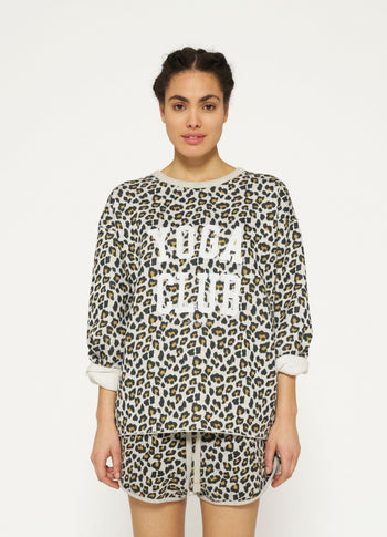 raw edge statement sweater leopard | light grey melee