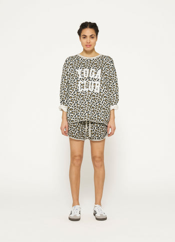 raw edge statement sweater leopard | light grey melee