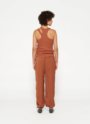 cut out tank top rib | saddle brown