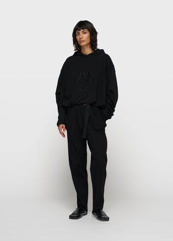 pleated balloon hoodie | black