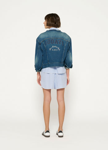 denim logo jacket | blue denim