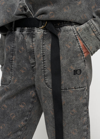 belted pants monogram | black