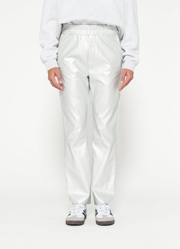 flared pants leatherlook | silver