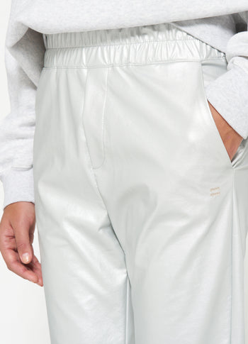 flared pants leatherlook | silver