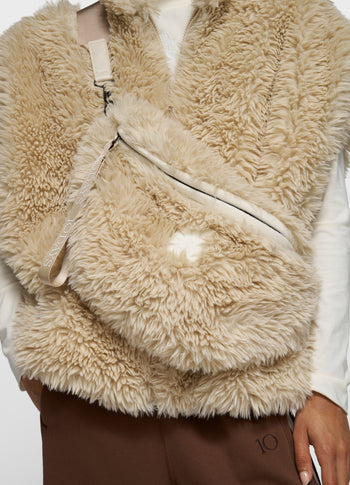 fluffy cross body bag | pearl