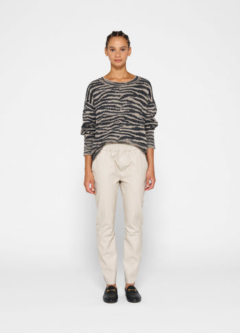 leather look flared jogger | light safari