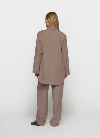 long flowy blazer lyocell | moonrock