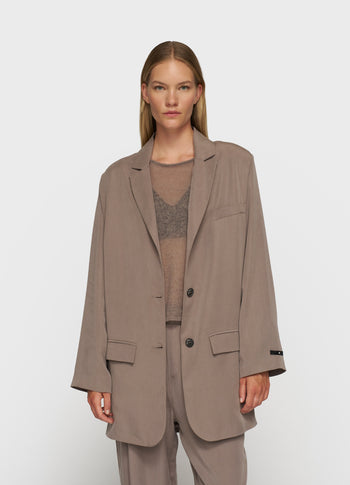long flowy blazer lyocell | moonrock