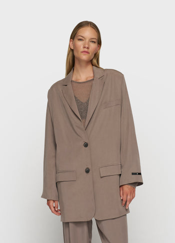 long flowy blazer lyocell | moonrock