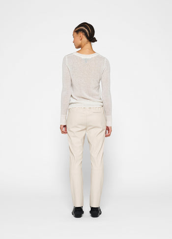 leather look flared jogger | light safari