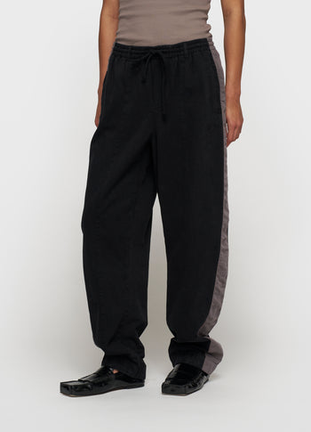 wide tapered pants twill | black