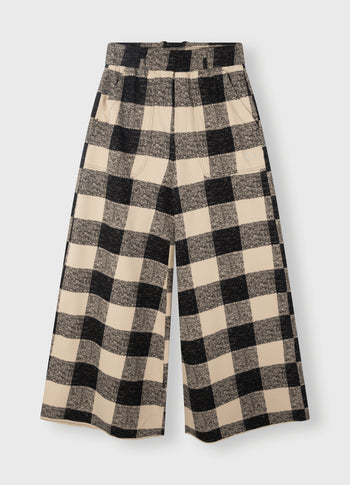 wide pants check | black