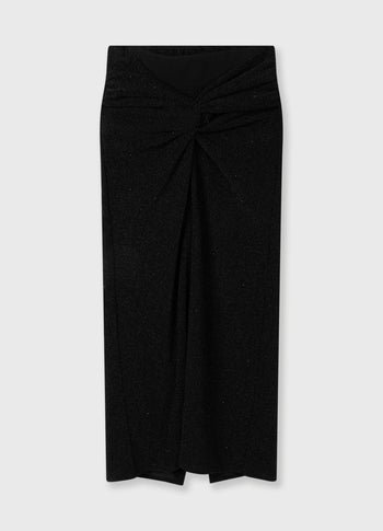 maxi drape skirt sparkle | black