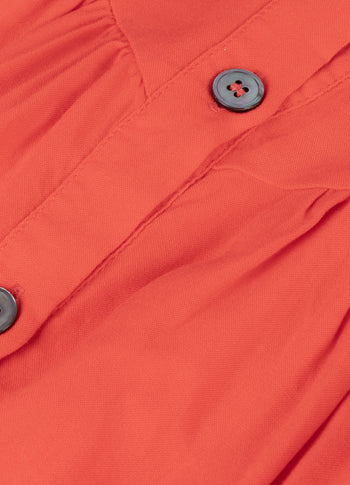 flowy pleated blouse | poppy red