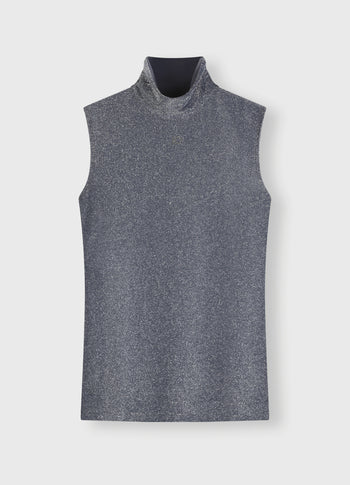 turtleneck top glitter | black