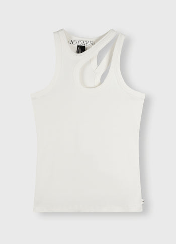 cut out tank top rib | ecru